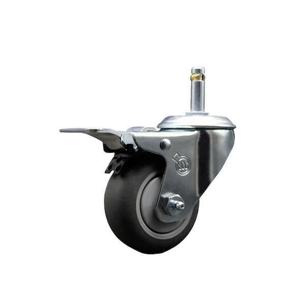 3'' Thermo Rubber Swivel 7/16'' Stem Caster with Total Lock Brake